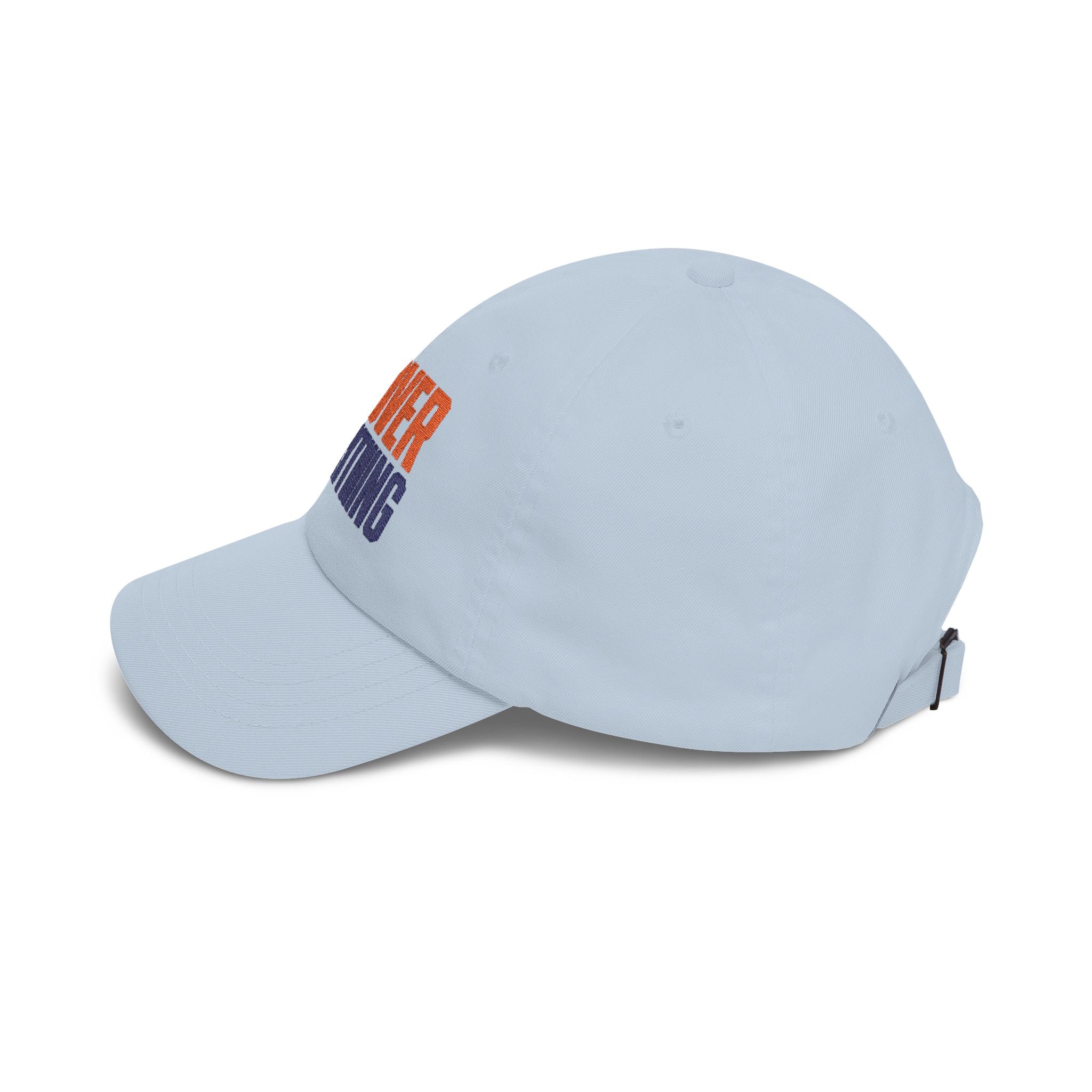 Light blue NY Over Everything embroidered dad hat side view