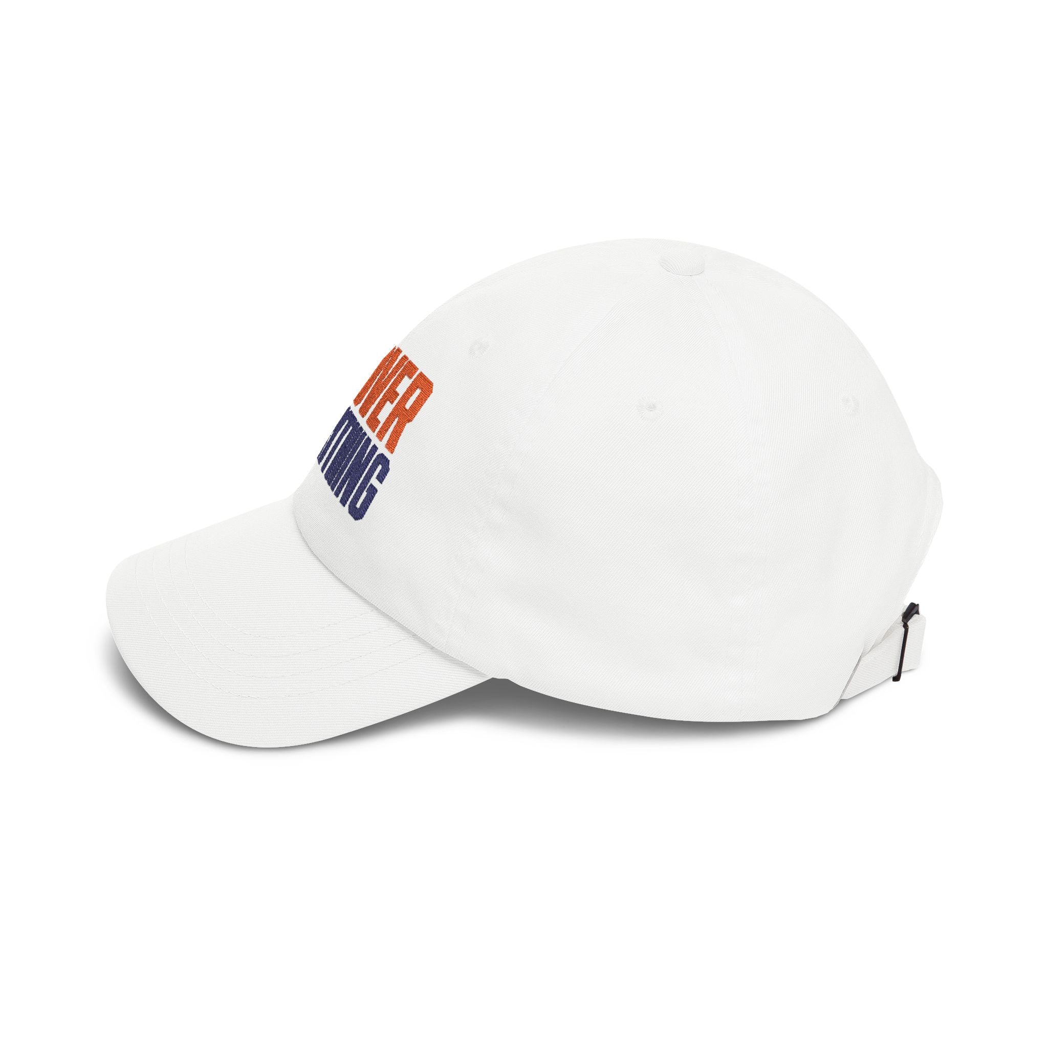 White NY Over Everything embroidered dad hat side view